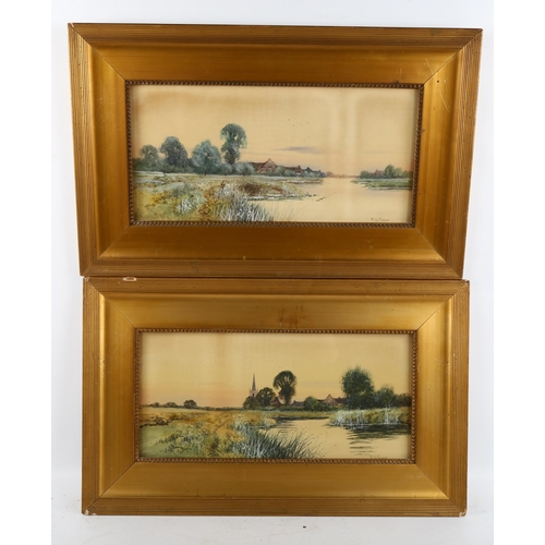 2114 - Frederick G Fraser, pair of watercolours, river scenes, 18cm x 37cm, framed