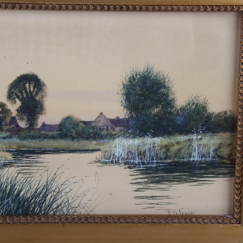 2114 - Frederick G Fraser, pair of watercolours, river scenes, 18cm x 37cm, framed