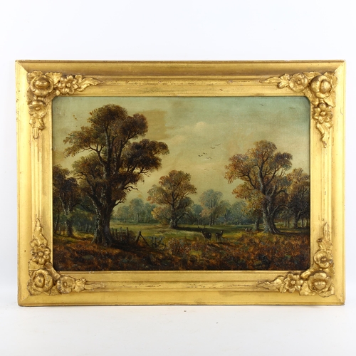 2121 - C Walters, 19th century oil on canvas, deer in a park, signed, 33cm x 48cm, framed