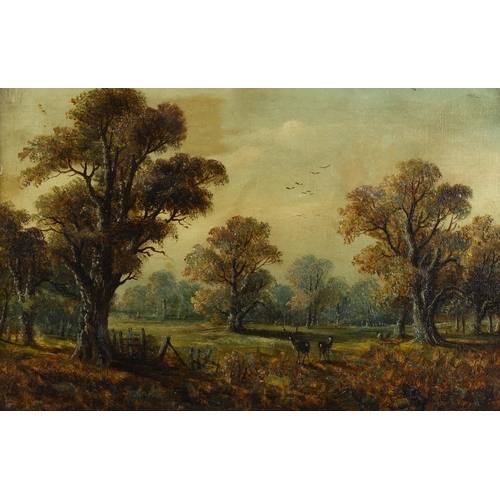 2121 - C Walters, 19th century oil on canvas, deer in a park, signed, 33cm x 48cm, framed