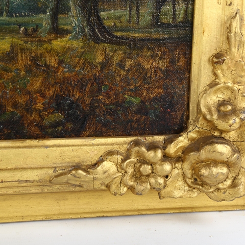 2121 - C Walters, 19th century oil on canvas, deer in a park, signed, 33cm x 48cm, framed