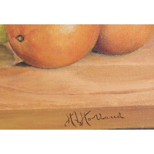 2122 - H J Holland, oil on canvas, still life, signed, 36cm x 45cm, framed