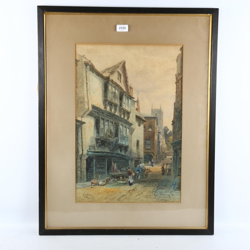 2125 - Alfred Leyman (1856 - 1923), watercolour, Devon street scene, 52cm x 35cm, framed