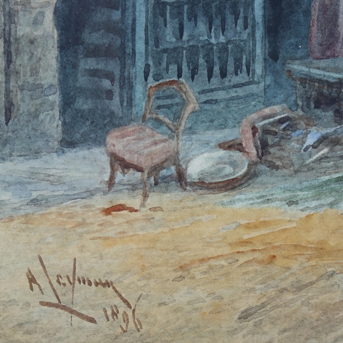 2125 - Alfred Leyman (1856 - 1923), watercolour, Devon street scene, 52cm x 35cm, framed