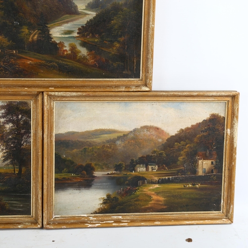 2129 - George Willis Pryce (1866 - 1949), set of 3 oils on canvas, extensive landscapes, 21cm x 30cm, frame... 