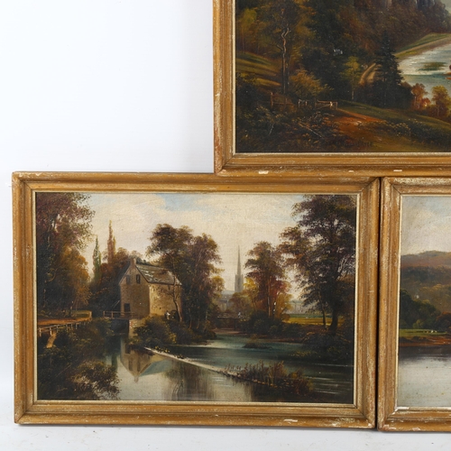 2129 - George Willis Pryce (1866 - 1949), set of 3 oils on canvas, extensive landscapes, 21cm x 30cm, frame... 