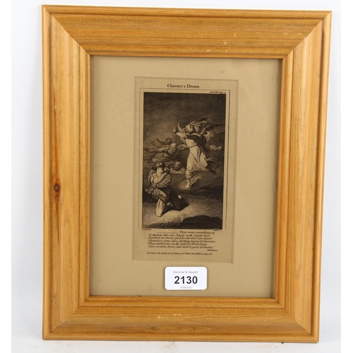 2130 - William Blake, Clarence's Dream, engraving, after Stodhard 1780, image 12cm x 7cm, framed