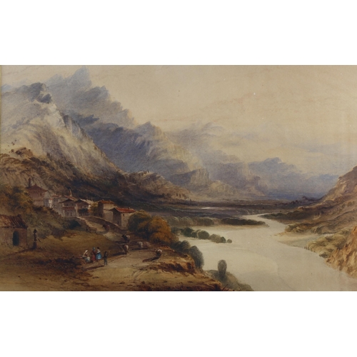 2143 - Early 19th century English School, watercolour, extensive landscape, unsigned, 30cm x 44cm, framed