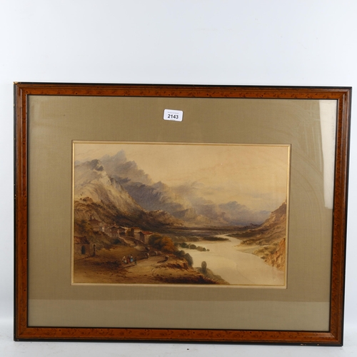 2143 - Early 19th century English School, watercolour, extensive landscape, unsigned, 30cm x 44cm, framed