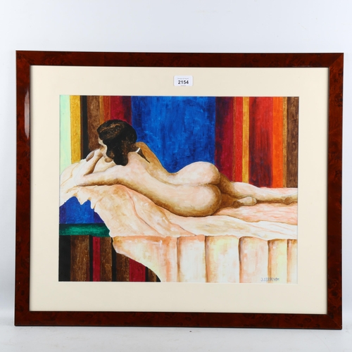 2154 - J Seraphim, oil on board, nude, signed, 38cm x 48cm, framed