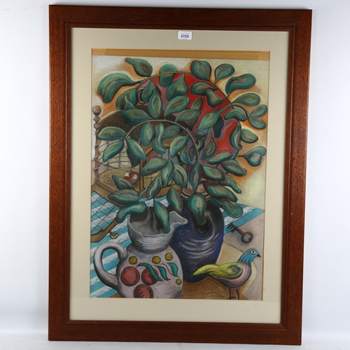 2155 - Anna Crouch, coloured pastels, a nice day out, inscribed verso, 70cm x 50cm, framed