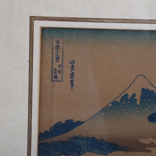 2160 - A pair of Japanese woodblock prints, circa 1900, text inscriptions, 15cm x 23cm, framed