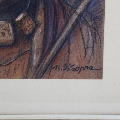 2174 - Bruno De Sopra, coloured pastels, African boy, signed, 34cm x 27cm, framed