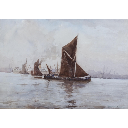 2176 - Arthur Burgess, watercolour, sailing barges, signed, 27cm x 38cm, framed