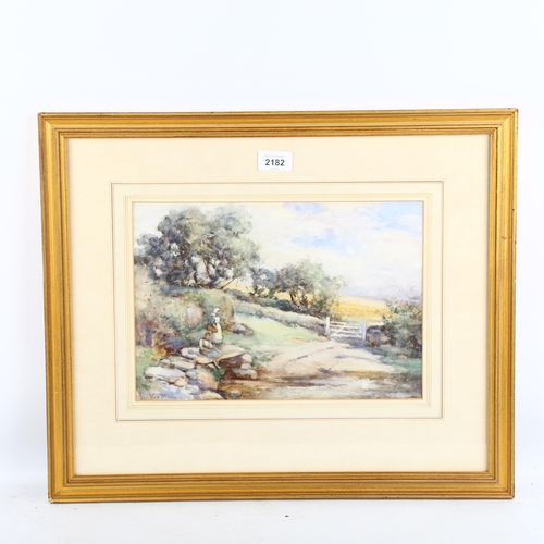 2182 - C O'Neill, watercolour, rural scene, 23cm x 32cm, framed