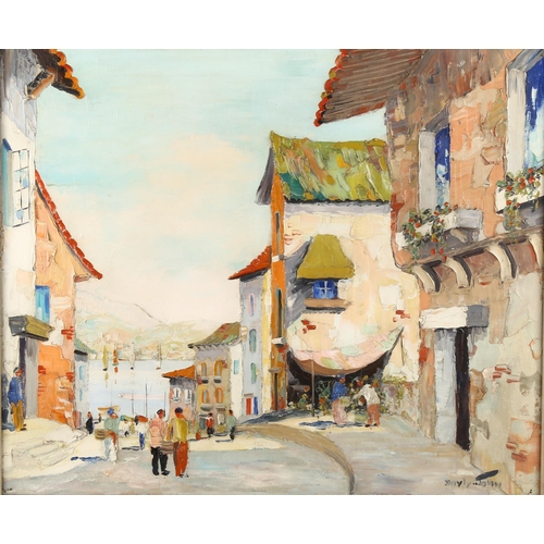 2189 - Cecil Rochfort d'Oyly-John (1906-1993), oil on canvas, Steep Street Riviera Port, signed with Frost ... 