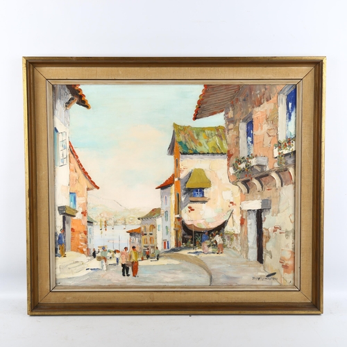 2189 - Cecil Rochfort d'Oyly-John (1906-1993), oil on canvas, Steep Street Riviera Port, signed with Frost ... 