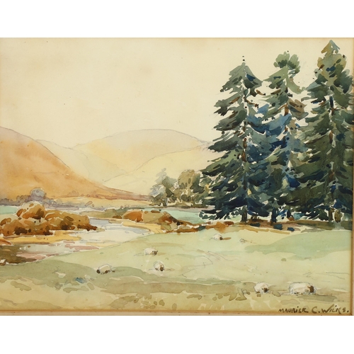 2190 - Maurice Canning Wilks, watercolour, Glenmalure, Co Wicklow, signed with Belfast framing label verso,... 