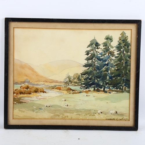 2190 - Maurice Canning Wilks, watercolour, Glenmalure, Co Wicklow, signed with Belfast framing label verso,... 