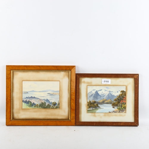 2193 - Ella Spicer, pair of watercolours, New Zealand landscapes, 12cm x 17cm, framed