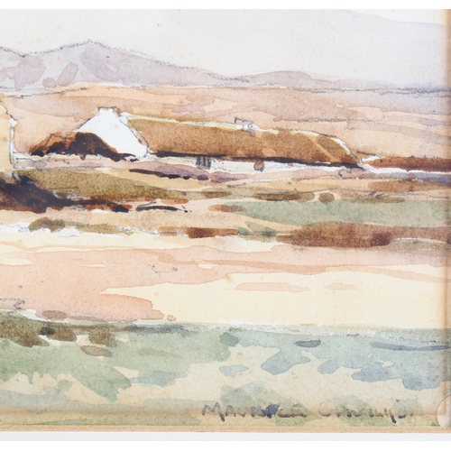 2201 - Maurice Canning Wilks, watercolour Donegal homestead, signed with Belfast framing label verso, 22cm ... 