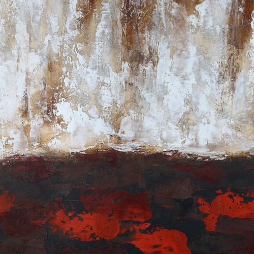 2206 - Large contemporary oil on canvas, abstract landscape, unsigned, 120cm x 80cm, unframed