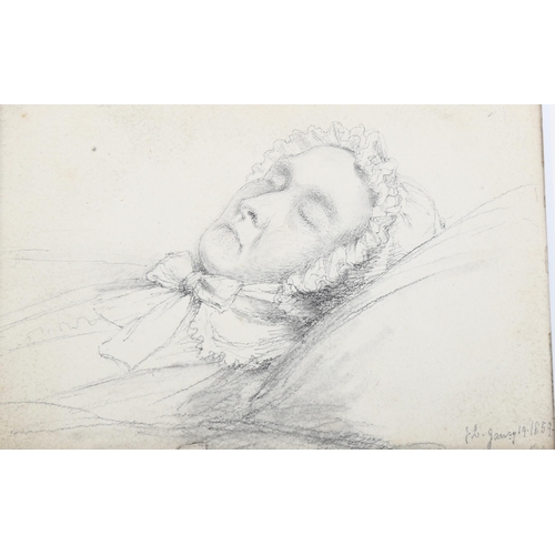 2208 - Jessica Landseer (1810 - 1880) (sister of Edwin Landseer), pencil sketch, study of a sleeping woman,... 