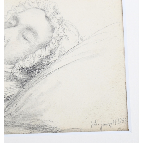 2208 - Jessica Landseer (1810 - 1880) (sister of Edwin Landseer), pencil sketch, study of a sleeping woman,... 