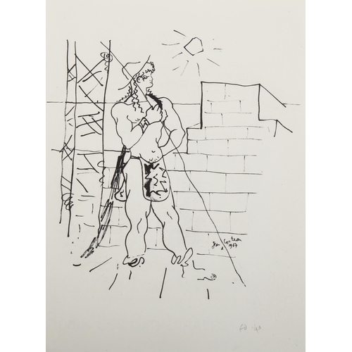 2214 - Jean Cocteau, lithograph, figure study, printed on Hollande from an edition of 40 in 1947, 23cm x 18... 