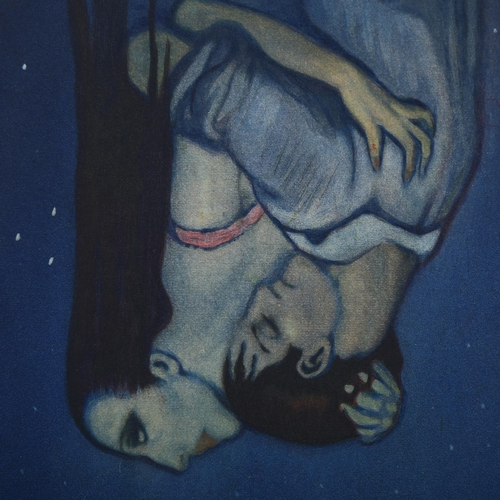 2215 - Federico Beltran Masses (1885 - 1949), aquatint, romantic figures, 22cm x 16cm, mounted