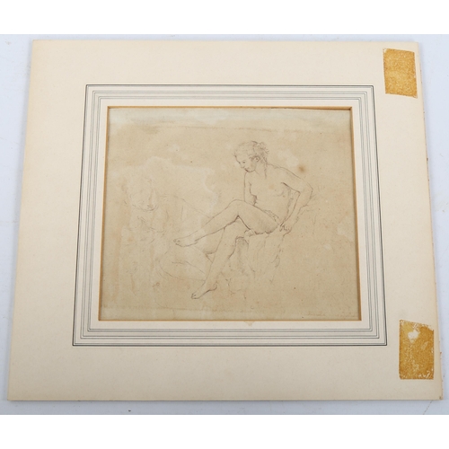 2216 - Attributed to George Chinnery (1774 - 1852), ink sketch, figure study on watermarked paper, 1818, 16... 