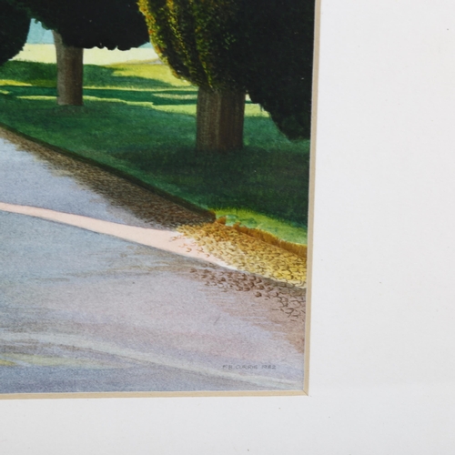 2233 - Fiona Bell Currie, watercolour, side avenue at Painswick Gloucestershire, 25cm x 21cm, framed