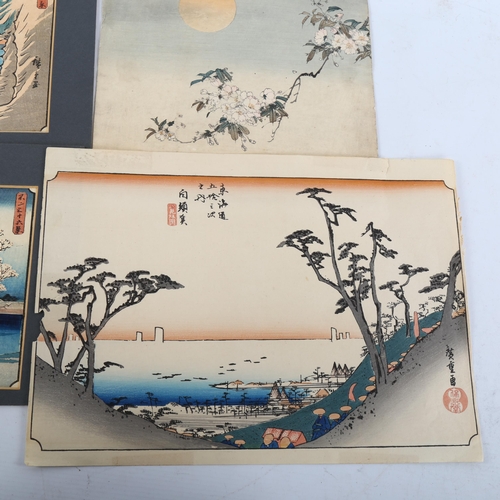 2246 - 19th century Japanese School, study of blossom, and a group of other woodblock prints (3)