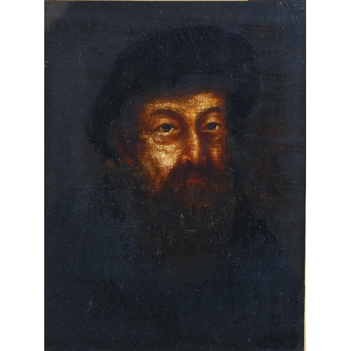 2260 - 18th/19th century oil on millboard, portrait of a man, unsigned, 26cm x 19cm, framed and glazed