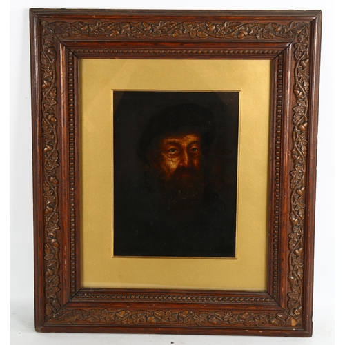 2260 - 18th/19th century oil on millboard, portrait of a man, unsigned, 26cm x 19cm, framed and glazed