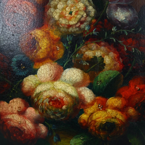 2261 - Contemporary oil on convex board, Dutch style still life flower study, ornate gilt frame, overall fr... 