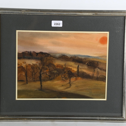 2262 - Violet Fuller, 2 watercolours and 1 charcoal drawing, framed (3)