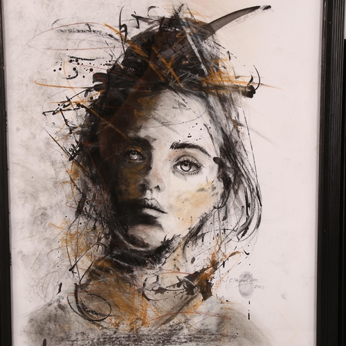 2273 - Clive Fredriksson, 2 charcoal/pastel portraits, largest 50cm x 40cm, framed (2)