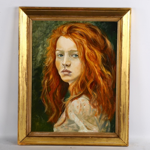 2274 - Clive Fredriksson, oil on board, red headed girl, 44cm x 33cm, framed