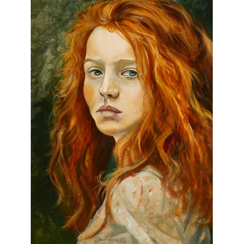 2274 - Clive Fredriksson, oil on board, red headed girl, 44cm x 33cm, framed