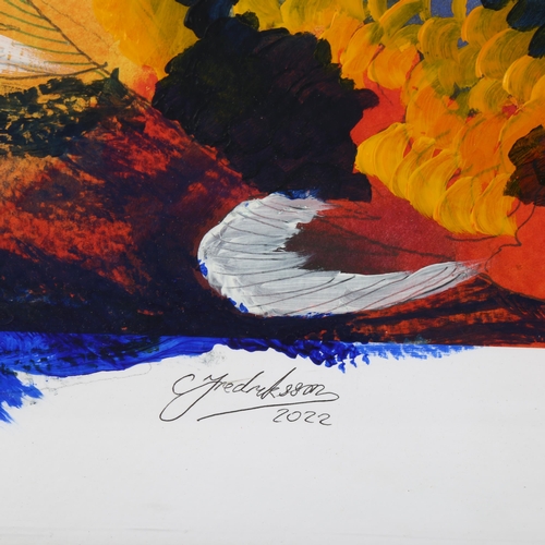 2276 - Clive Fredriksson, acrylic/pencil, Koi carp, framed, overall frame dimensions 65cm x 87cm