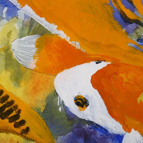 2276 - Clive Fredriksson, acrylic/pencil, Koi carp, framed, overall frame dimensions 65cm x 87cm