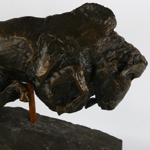 2277 - Clive Fredriksson, composition sculpture, Taurus the Bull, mounted on natural slate base, height 40c... 