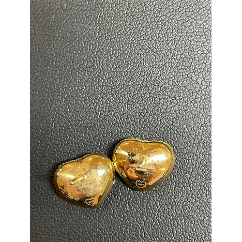 183 - THEO FENNELL - a pair of 18ct gold yellow sapphire Art Collection heart earrings, pave set with roun... 