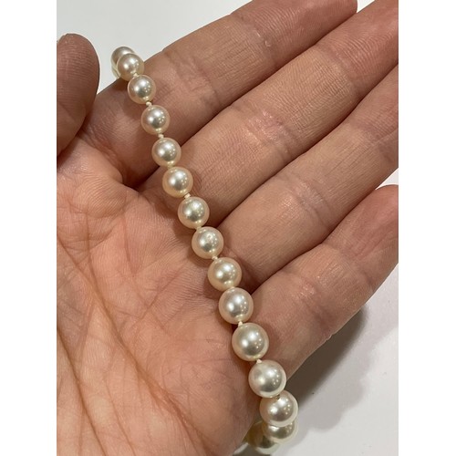 150 - A single-strand cultured pearl necklace, the 93 graduated cultured pearls measuring 3.3mm to 8.3mm, ... 