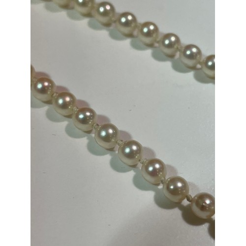 150 - A single-strand cultured pearl necklace, the 93 graduated cultured pearls measuring 3.3mm to 8.3mm, ... 