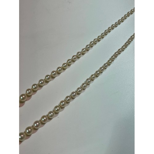 150 - A single-strand cultured pearl necklace, the 93 graduated cultured pearls measuring 3.3mm to 8.3mm, ... 