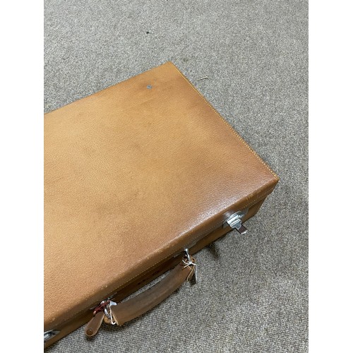 1031 - ASPREY OF LONDON - a Vintage brown leather suitcase, early 20th century, with chrome plate fittings ... 