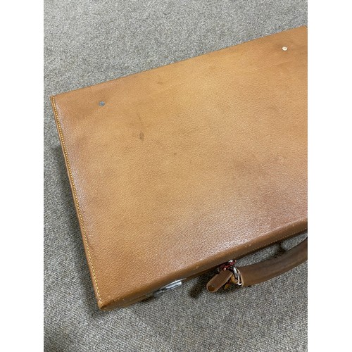 1031 - ASPREY OF LONDON - a Vintage brown leather suitcase, early 20th century, with chrome plate fittings ... 