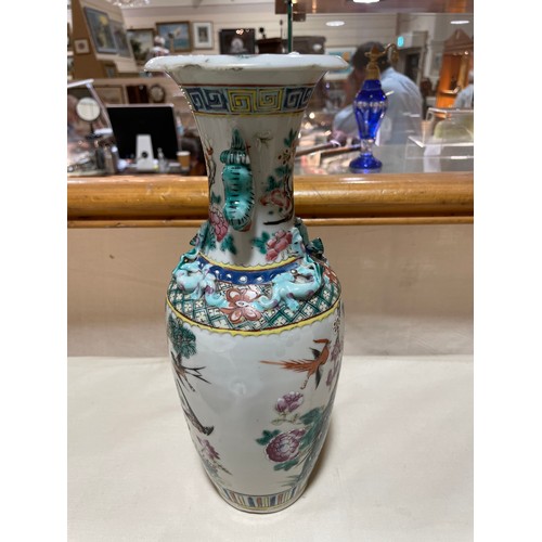 1180 - A Chinese famille rose porcelain vase with painted enamel exotic birds, height 30cm